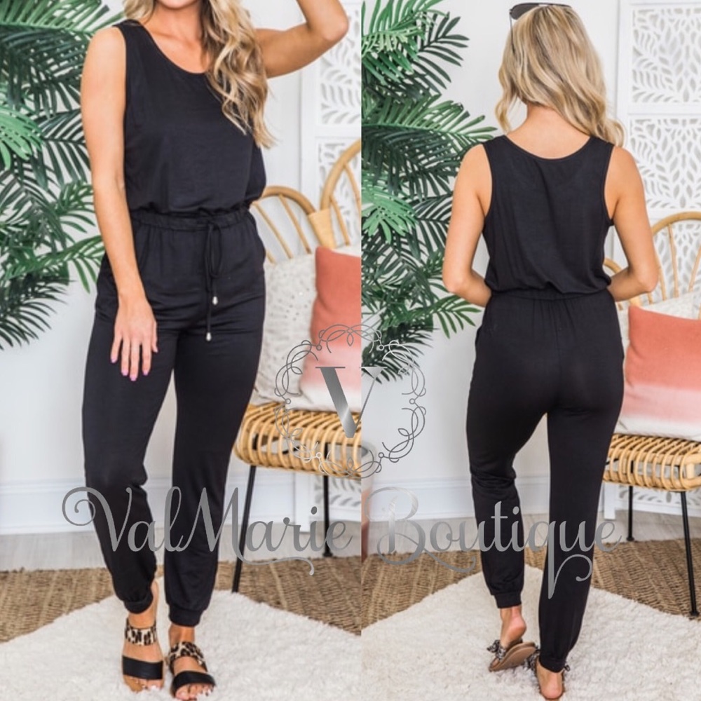 🙀ALMOST GONE! MAKE ME HAPPY black comfy jumpsuit - Picture 3 of 3